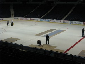 advertisements all over the ice!