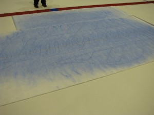 Stencil of Amerks logo being layed out